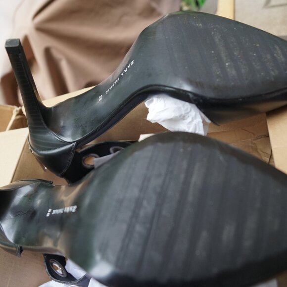 ZARA TRAFALUC  NEGRO/BLACK/NOIR  anklLeather HEELS - Picture 14 of 14